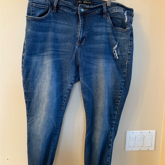 STS Blue Skinny Jeans with Stretch and Faded Details - Picture 1 of 4